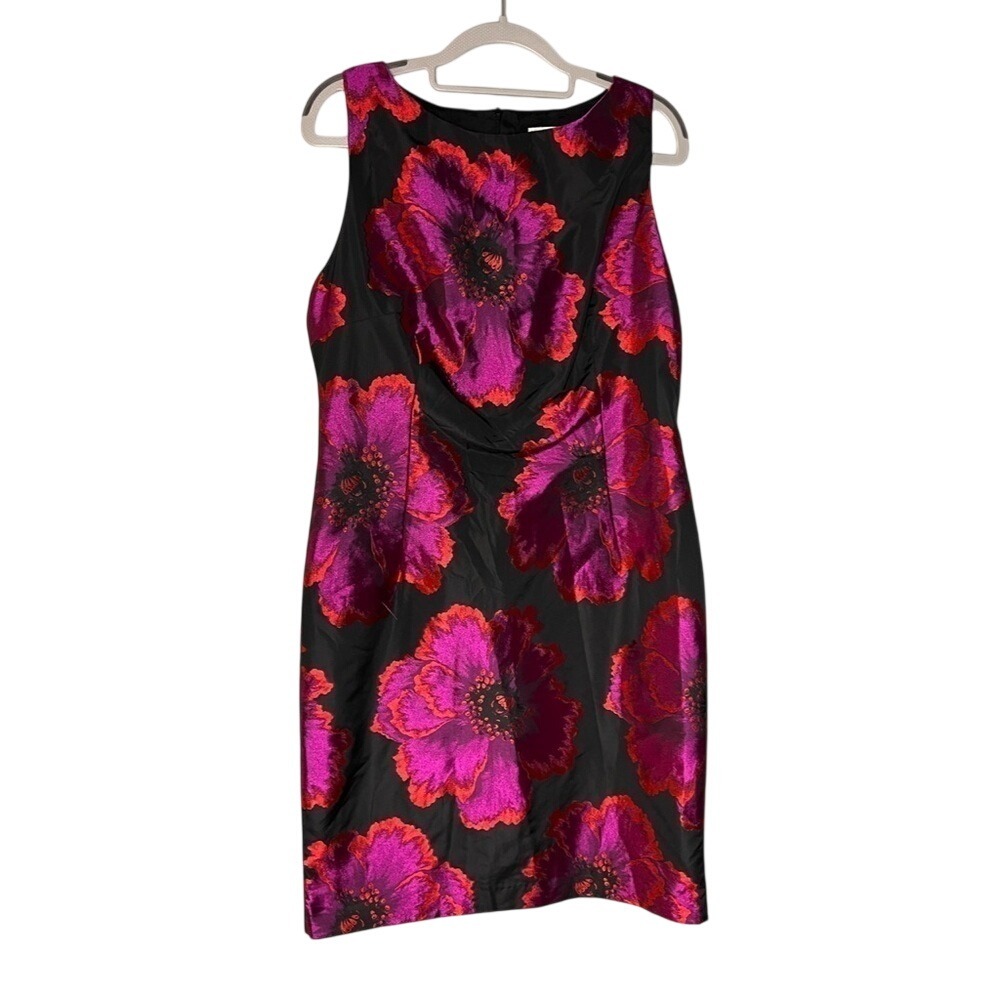 Helene Berman London black and fushia  metallic sleeveless midi dress party‎
